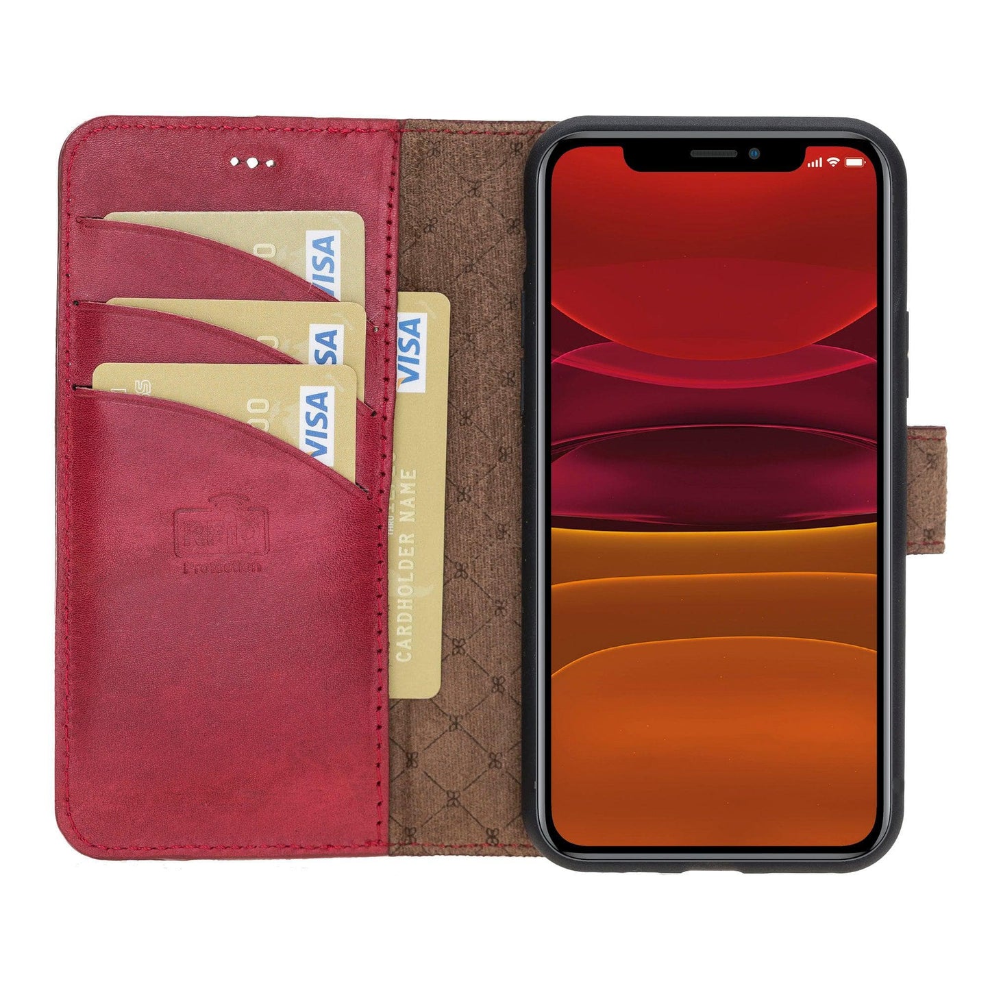 Magic iPhone 11 Series Detachable Genuine Leather Wallet Case - MW