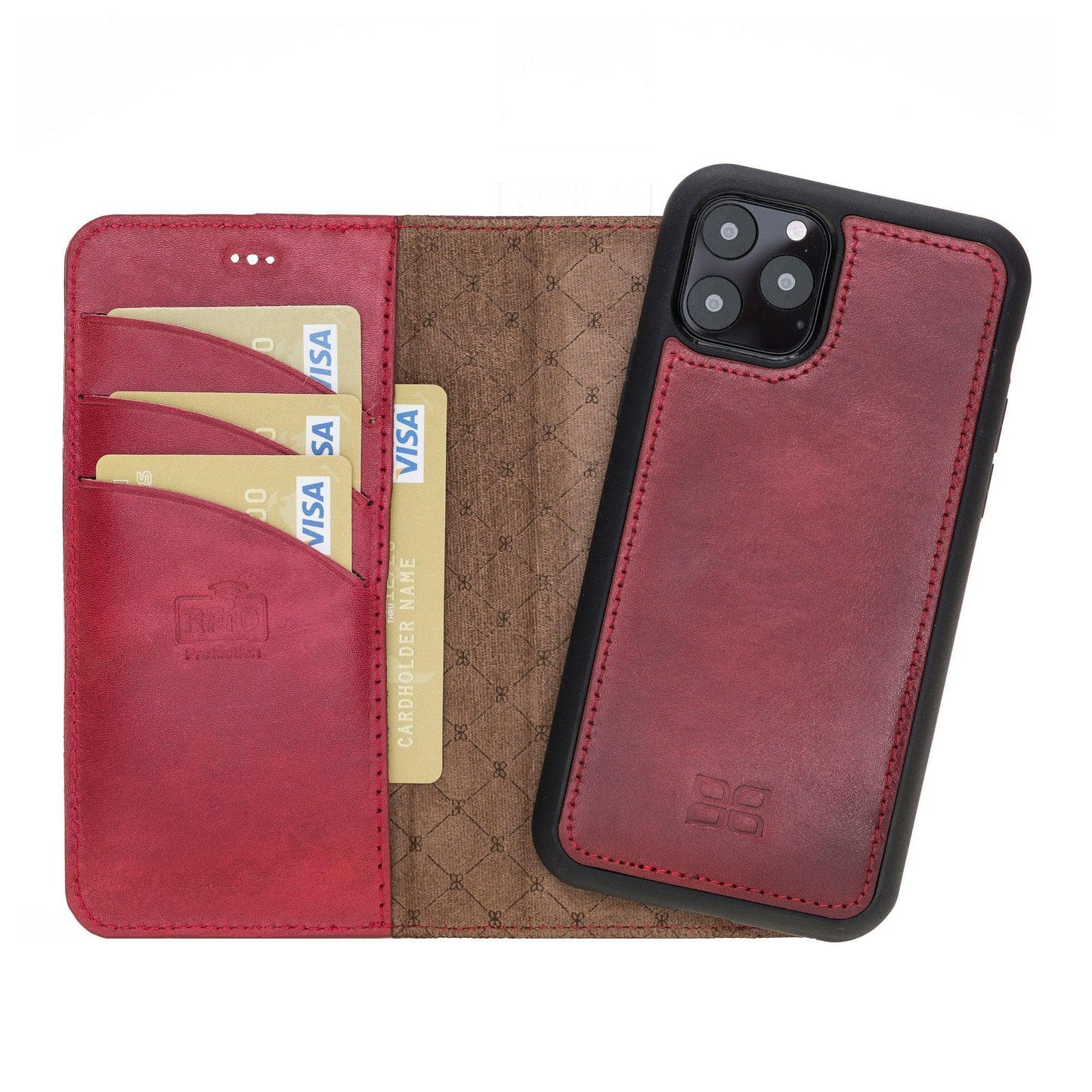 Magic iPhone 11 Series Detachable Genuine Leather Wallet Case - MW