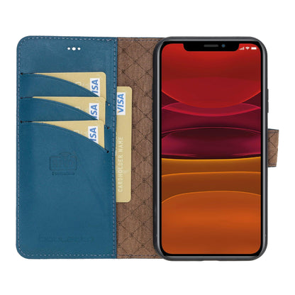 Magic iPhone 11 Series Detachable Genuine Leather Wallet Case - MW