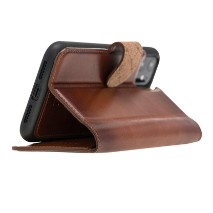 Magic iPhone 11 Series Detachable Genuine Leather Wallet Case - MW