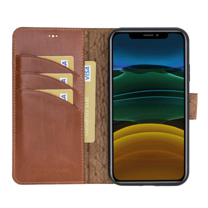 Magic iPhone 11 Series Detachable Genuine Leather Wallet Case - MW