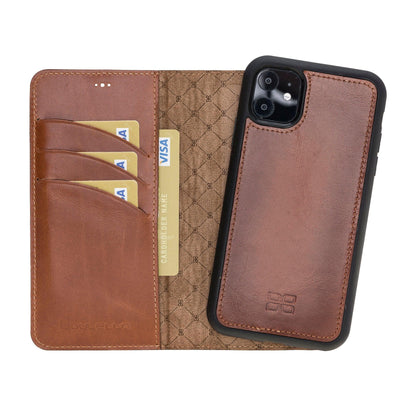 Magic iPhone 11 Series Detachable Genuine Leather Wallet Case - MW