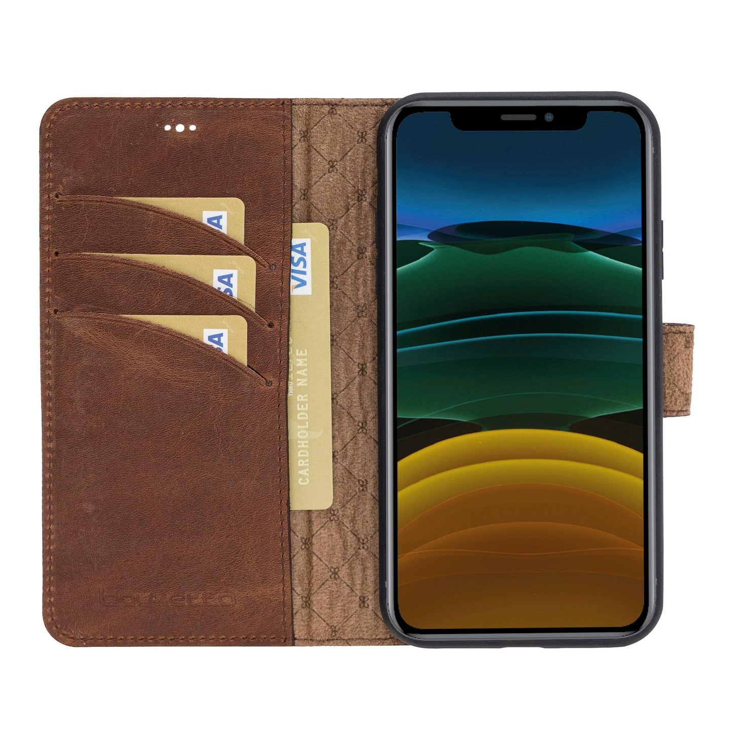 Magic iPhone 11 Series Detachable Genuine Leather Wallet Case - MW