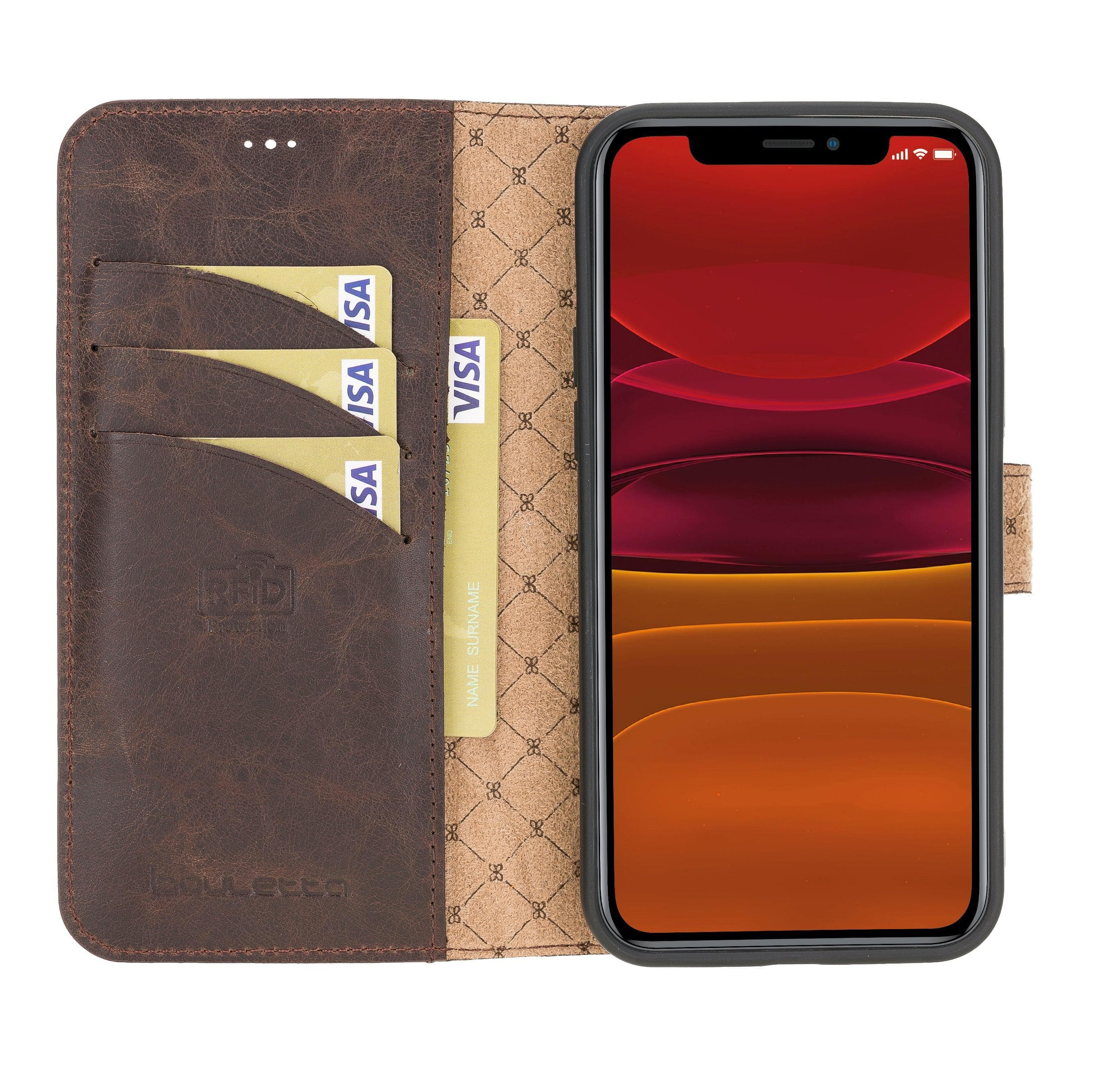 Wallet Case iPhone 12 Series Non-Detachable Genuine Leather Wallet Case - WC