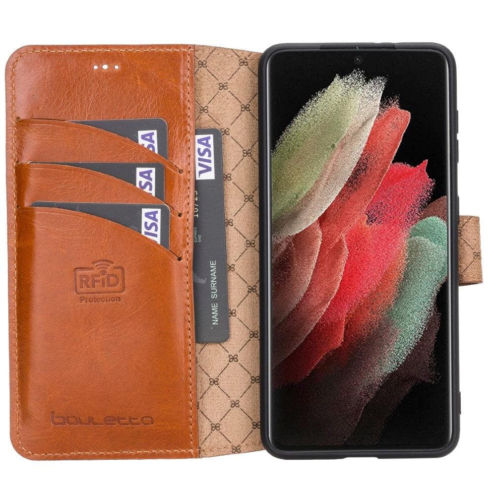 Wallet Case Samsung Galaxy S21 Series Non-Detachable Genuine Leather Wallet Case - WC