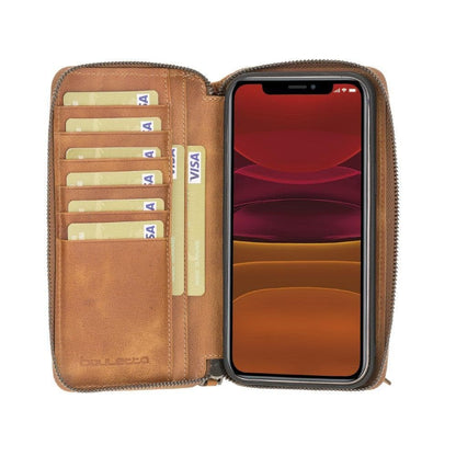 Pouch Magic Wallet iPhone 12 Series Detachable and Zipper Genuine Leather Wallet Case - PMW