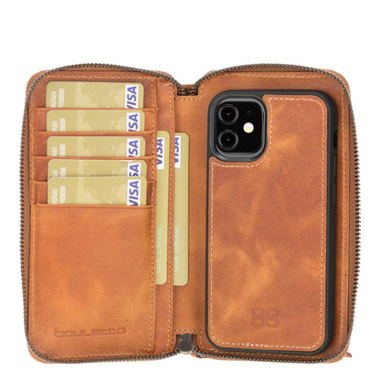 Pouch Magic Wallet iPhone 12 Series Detachable and Zipper Genuine Leather Wallet Case - PMW