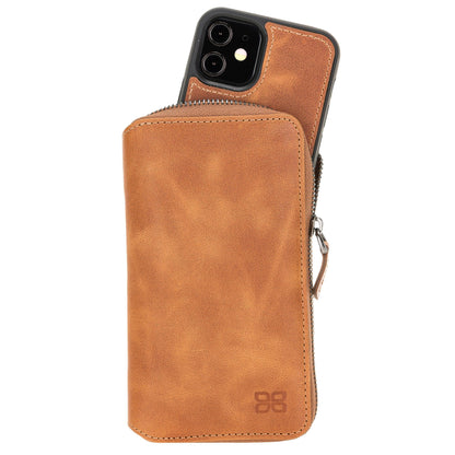 Pouch Magic Wallet iPhone 12 Series Detachable and Zipper Genuine Leather Wallet Case - PMW