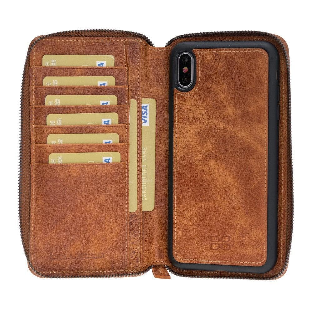 Pouch Zippered Detachable Leather Wallet Case for Apple iPhone X Series