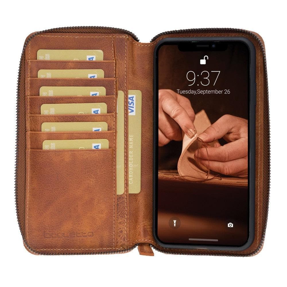 Pouch Zippered Detachable Leather Wallet Case for Apple iPhone X Series