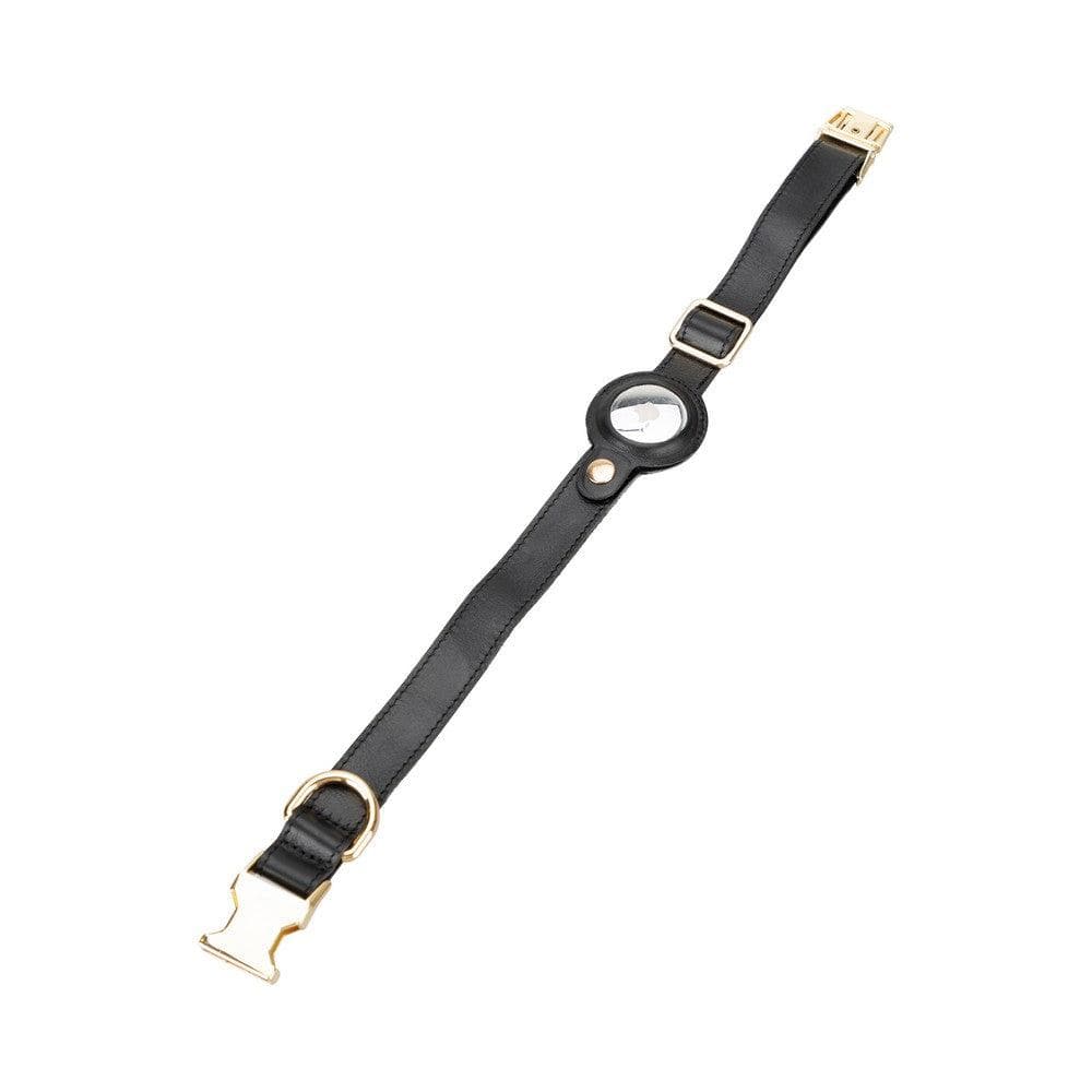 Adjustable Leather Dog Collar with AirTag Holder - The Stitched Cow