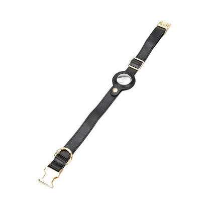 Adjustable Leather Dog Collar with AirTag Holder - The Stitched Cow