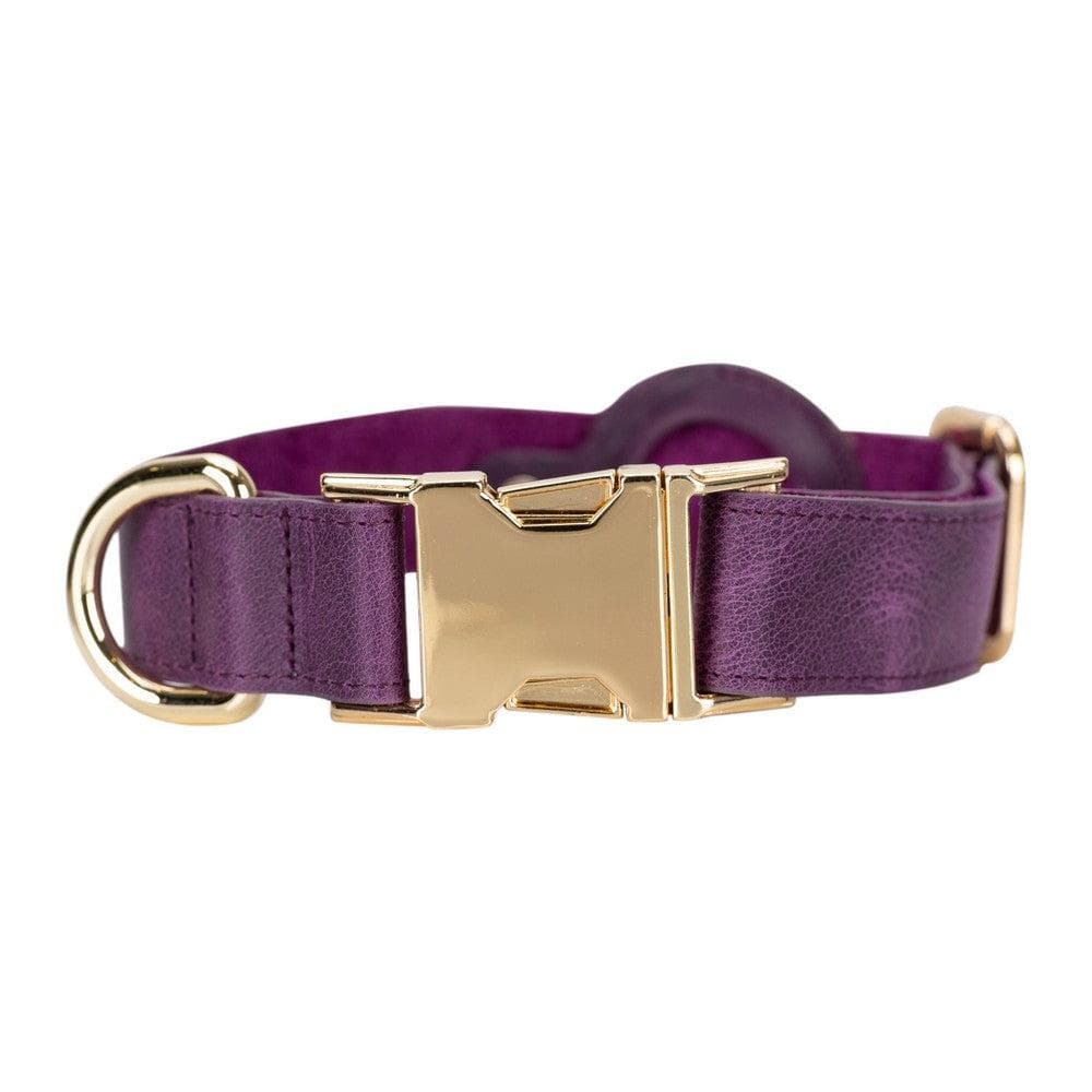 Adjustable Leather Dog Collar with AirTag Holder - The Stitched Cow