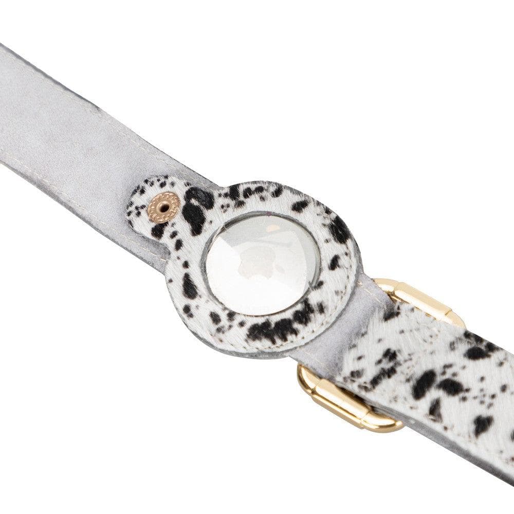 Adjustable Leather Dog Collar with AirTag Holder - The Stitched Cow