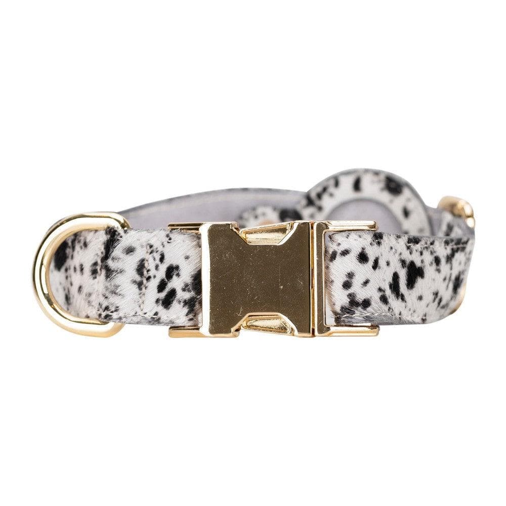 Adjustable Leather Dog Collar with AirTag Holder - The Stitched Cow