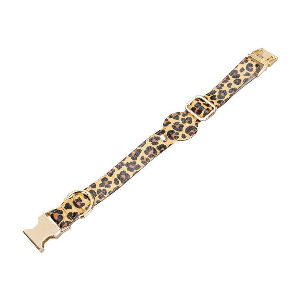 Adjustable Leather Dog Collar with AirTag Holder - The Stitched Cow