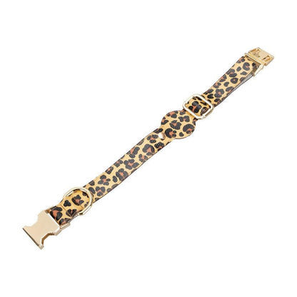 Adjustable Leather Dog Collar with AirTag Holder - The Stitched Cow