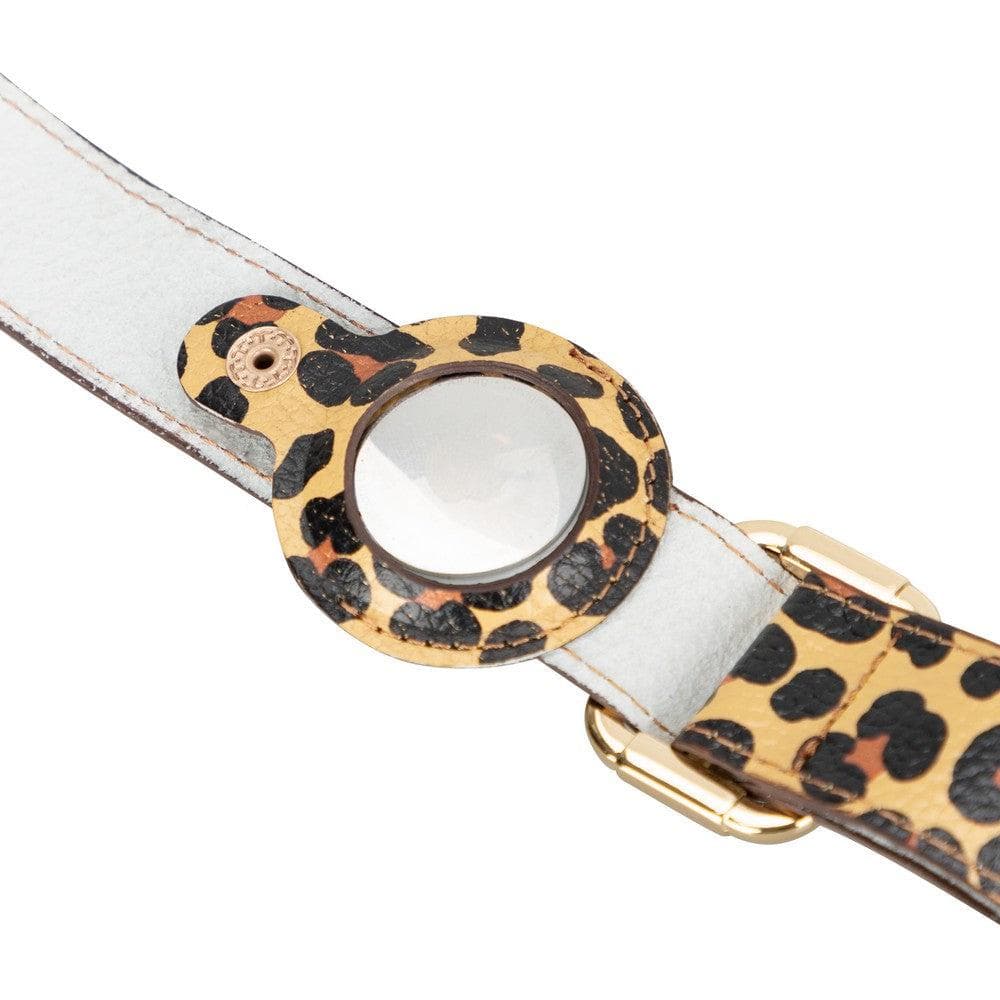 Adjustable Leather Dog Collar with AirTag Holder - The Stitched Cow