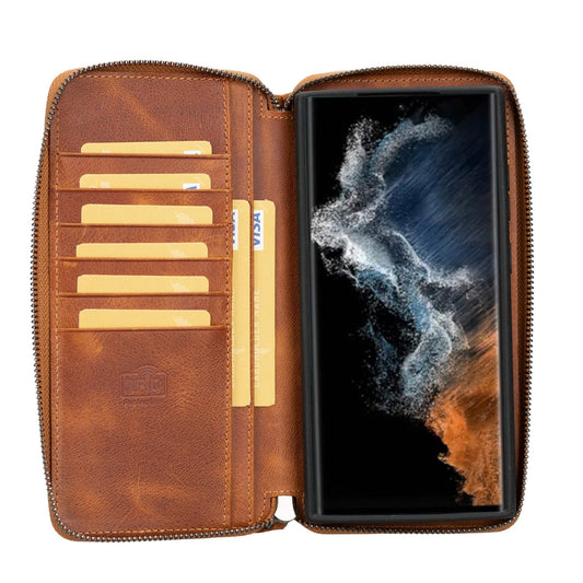 Samsung Galaxy S23 Series Zippered Leather Wallet Cases