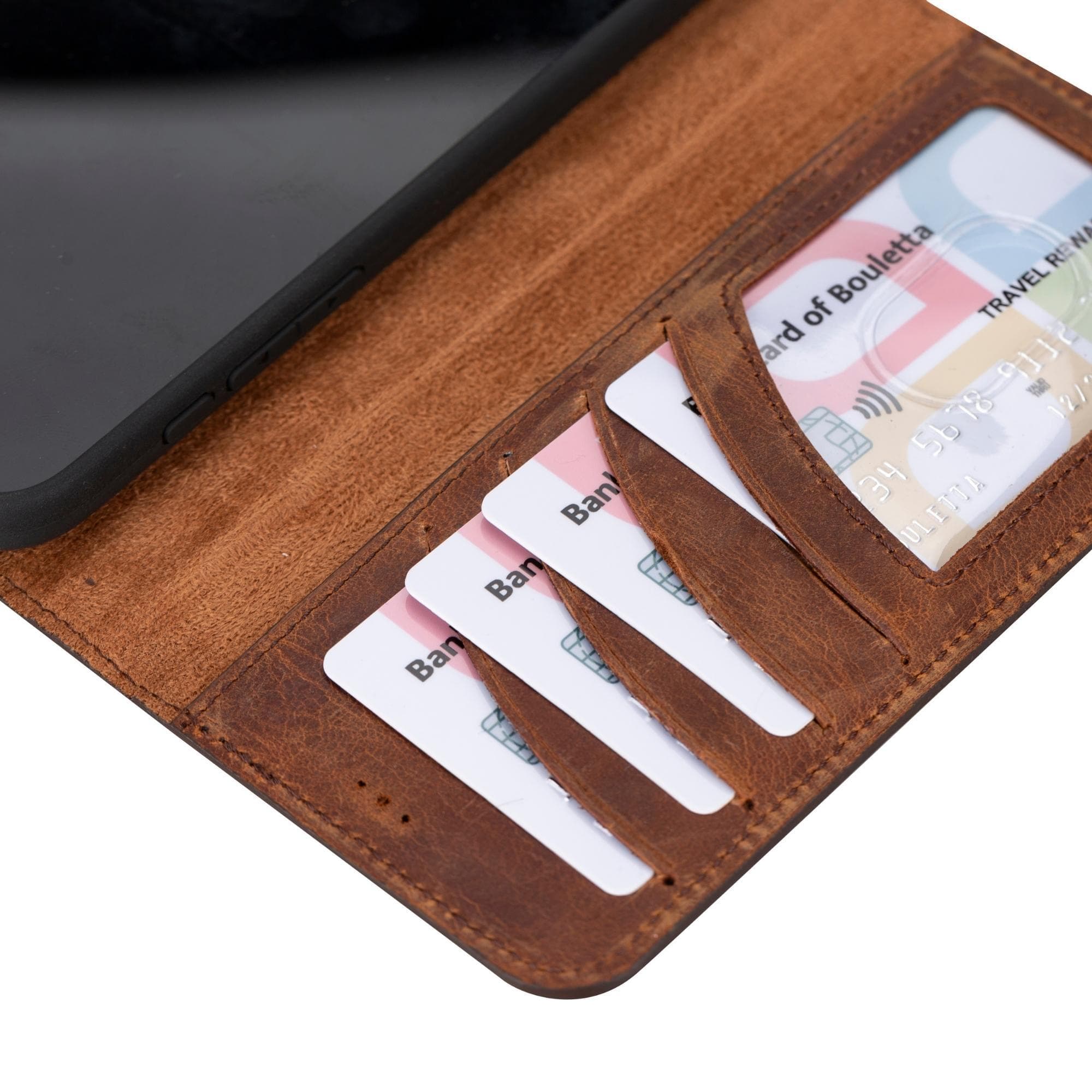 Magic iPhone 15 Series Detachable Genuine Leather Wallet Case - MW