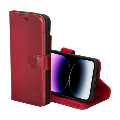 Magic iPhone 15 Series Detachable Genuine Leather Wallet Case - MW